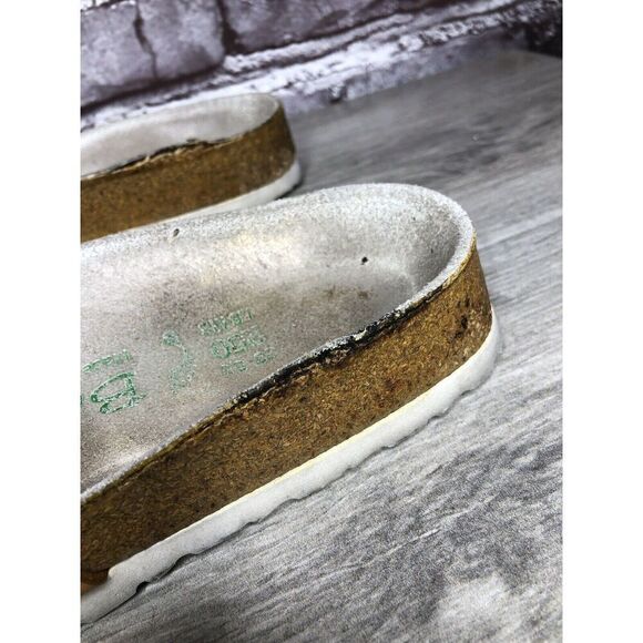 Betula Birkenstock Orange Leather Cork Strap Slide Sandals Women Sz 39EU/8.5M US - Picture 11 of 16